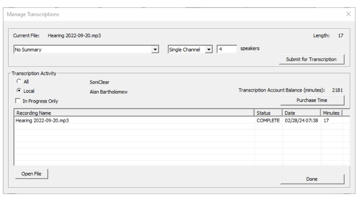 The Windows interface of Transcriber 10